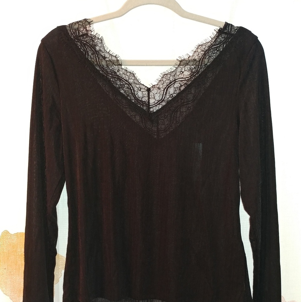 NWT H&M Black Lace Shoulder Top